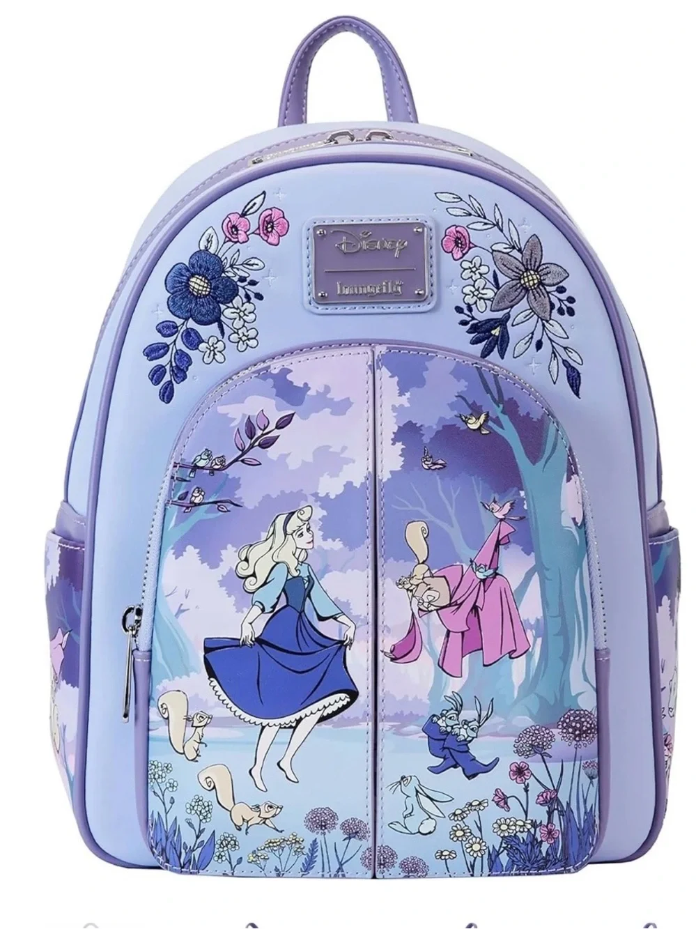 Disney Princess Lavender and Purple  Backpack with Floral Art